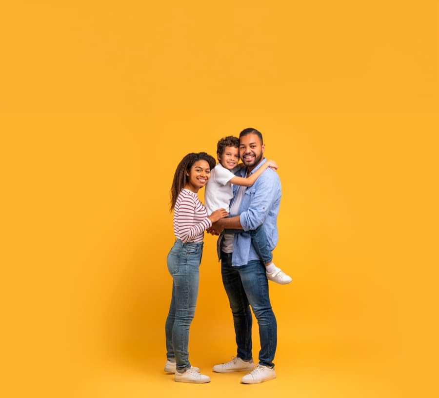Família reunida, representando titular e dependentes do plano MIMO